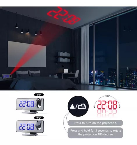 Miniatura 2 de Despertador De Proyección Digital Led Al